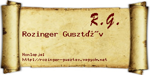 Rozinger Gusztáv névjegykártya